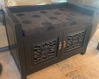 Black lacquered storage bench