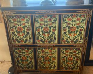 Six door painted cabinet