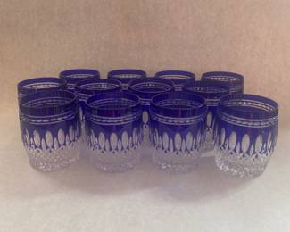 Waterford Crystal Clarendon Cobalt Double Old Fashioned Glasses