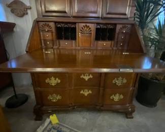 Harden Newport mahogany block front & shell secretary desk