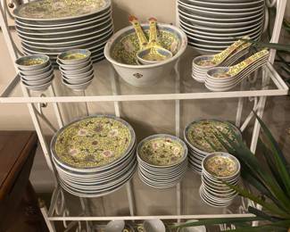 Large set yellow Chinese porcelain dishes