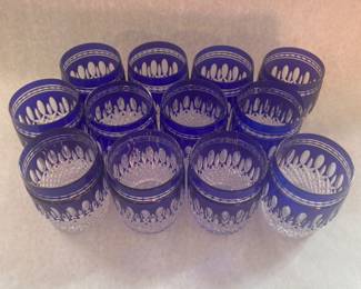 Waterford Crystal Clarendon Cobalt Double Old Fashioned Glasses