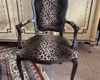 Armchair w/leopard upholstery