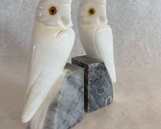 Pair vintage owl bookends