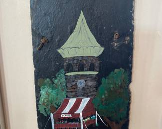 Flower Market painting on slate