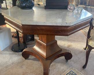 Antique marble top octagonal table