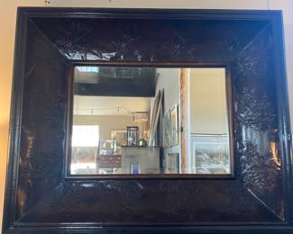 Large wide embossed frame mirror