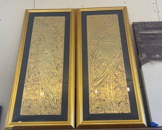 Pair embossed shore birds art