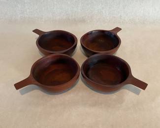 Four handled wood bowls
