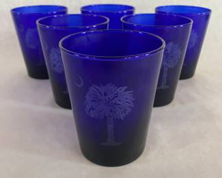Cobalt palm tree glasses