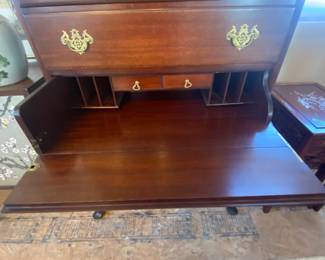 Mahogany highboy w/desk