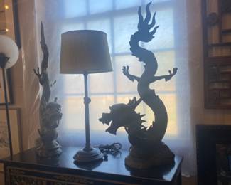 Large pair of brass dragons