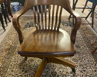 Vintage wood rolling office chair