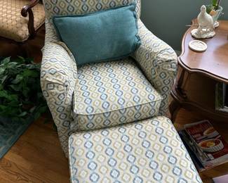 Upholstered comfortable chair w/ ottoman