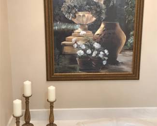 This sale features and incredible amount of original artwork, framed artwork, needlepoint artwork and wall display pieces.