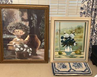 This sale features and incredible amount of original artwork, framed artwork, needlepoint artwork and wall display pieces.