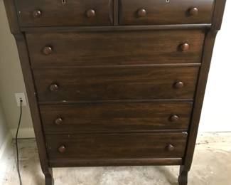 Six drawer MCM vintage wood chest of drawers
