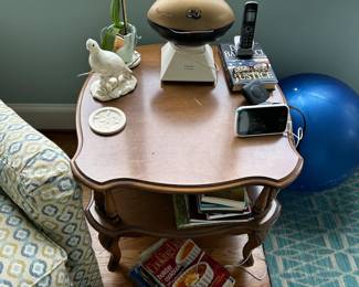 Two Tier MCM Wood Side Table and Indoor Decor