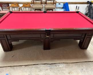 Gandy Red Felt Full Size Pool Table w/ no scratches or tears in felt and no chips in wood.