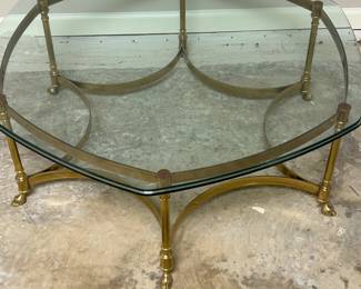 Vinatge MCM Itallian Brass and Glass Coffee Table