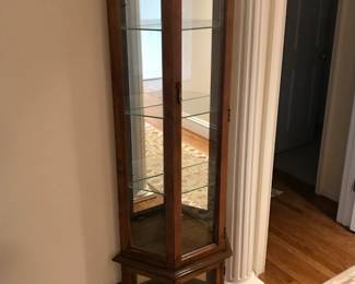 Incredible mirror backed tall and narrow display cabinet