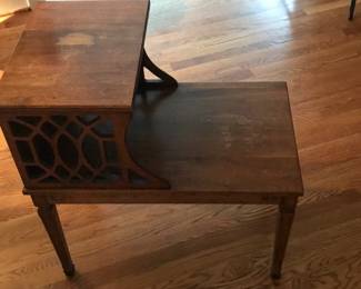 Two Tier Vintage Wood Side Table