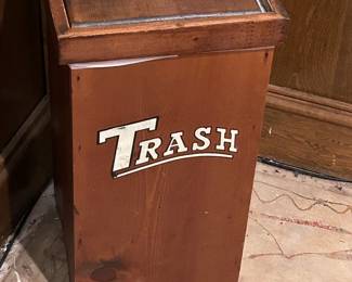 Vintage wood garbage / trash can