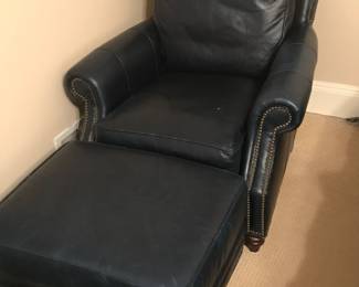 Leather chair with matching leather ottoman