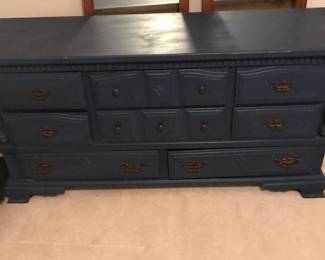 Blue painted full size dresser