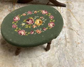 Needlepoint and wood stool