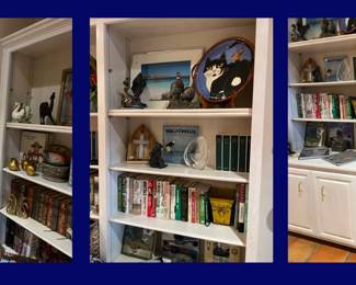 Italian Wall Piece, Books, Paintings, Round table with iron legs & candle sticks