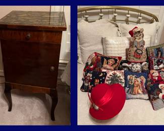 Bedroom #2B: Chocolate Cabinet and Closeup of Christmas Pillows