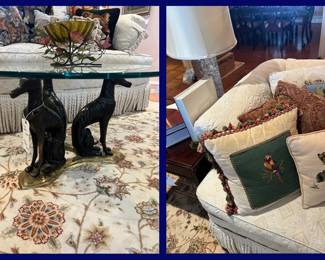 Dog Coffee Table and Closeup of Animal Pillows