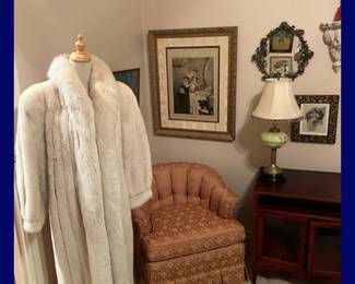 Full Length Mink and Pink Brocade Chair