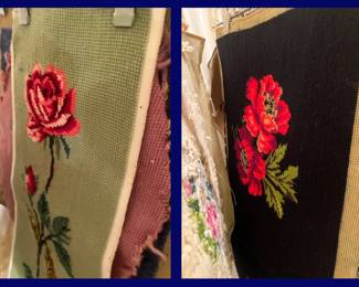 Needlepoint #3: Rose Bud & Red Poppy (?).