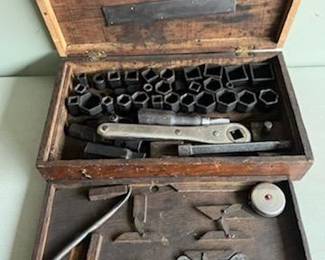 Tools in vintage tool box