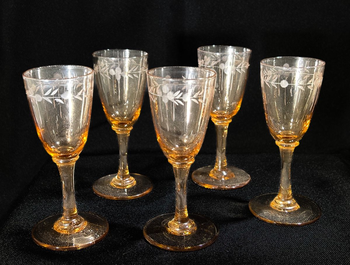 Vintage Etched Cordials