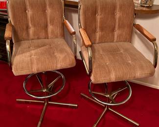 Vintage Upholstered Swivel Bar Stools