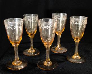 Vintage Etched Cordials