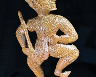  Teak Yaksha Balinese Thai Temple Guard Statue 