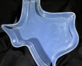 Frankoma USA Pottery Blue Terra Cotta Texas Shaped Baking Dish