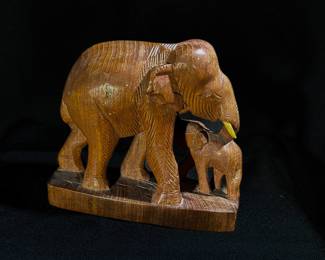 Hand Carved Wooden Sculpture of Elephant
