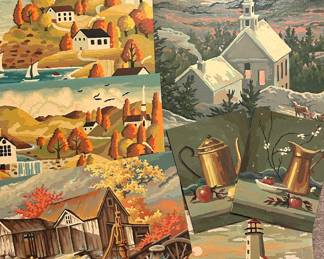 Framed and Unframed Amateur Paint By Number Art