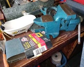 Small Vise, sand Paper, Cialis drug advertising bathtub
