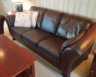 Chateau d'Ax Italian leather 3-seat couch