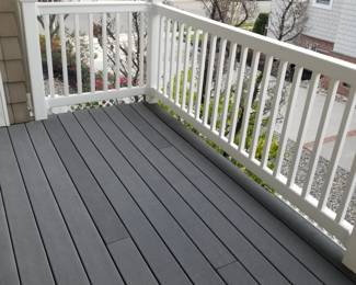 Trex decking; vinyl railing