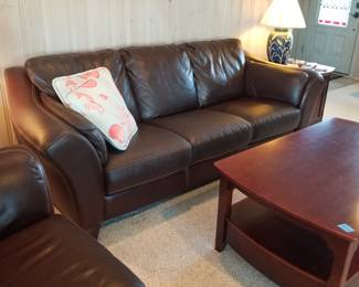 Chateau d'Ax Italian leather 3-seat couch