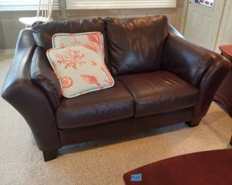 Chateau d'Ax Italian leather 2-seat loveseat
