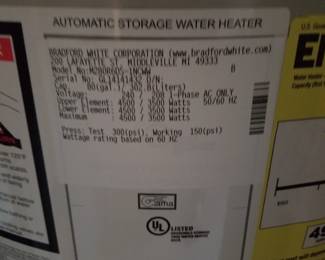 Bradford White 80-gallon ELECTRIC hot water heater
