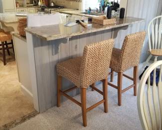 Kitchen has a two-level counter; sorry, owner keeping bar stools